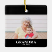 Grandma Established Black White Bold Photo Keramikornament (Vorderseite)