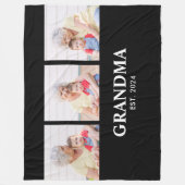 Grandma Established Elegant Bold Black 3 Photo Fleecedecke (Vorderseite)