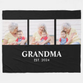 Grandma Established Elegant Bold Black 3 Photo Fleecedecke (Vorderseite (Horizontal))