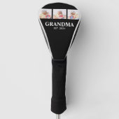 Grandma Established Modern Bold Black 3 Photo Golf Headcover (Vorderseite)