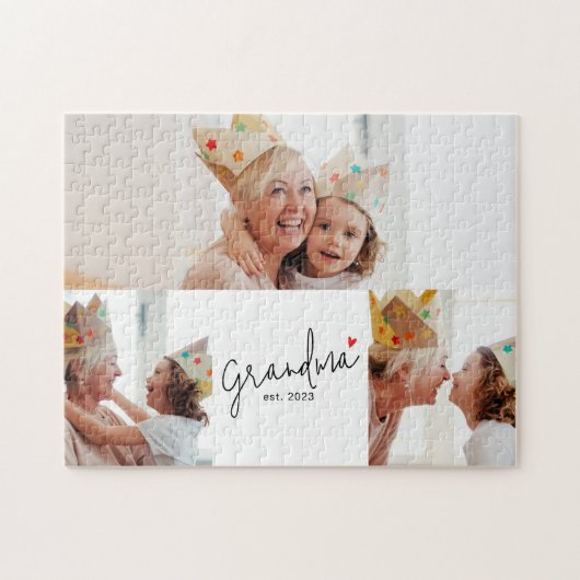 Grandma Established Modern Script 3 Photo Puzzle (Horizontal)