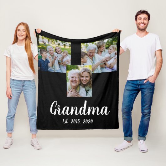 Grandma Established Modern Script Black 3 Photo Fleecedecke (Beispiel)