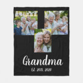 Grandma Established Modern Script Black 3 Photo Fleecedecke (Vorderseite)