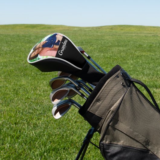 Grandma Established Modern Script Photo Golf Headcover (In SItu)