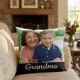 Grandma Established Modern Script Photo  Kissen