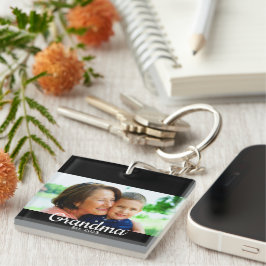 Grandma Established Modern Script Photo  Schlüsselanhänger