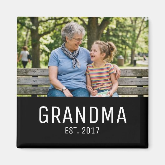Grandma Established Photo Gift Magnet (Vorne)