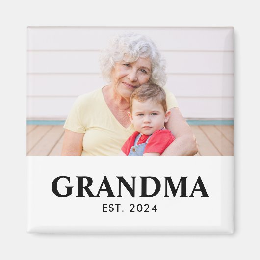 Grandma Established Photo Gift Magnet (Vorne)