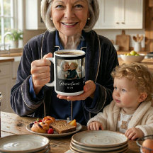 Grandma Established Photo White Script Text