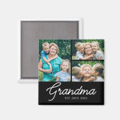 Grandma Established Script 3 Photo Magnet (Vorderseite/Rückseite)