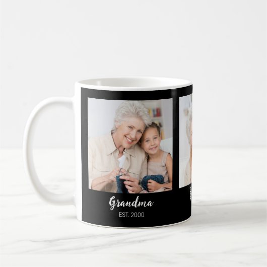 Grandma Established Script Black 3 Photo Kaffeetasse (Links)