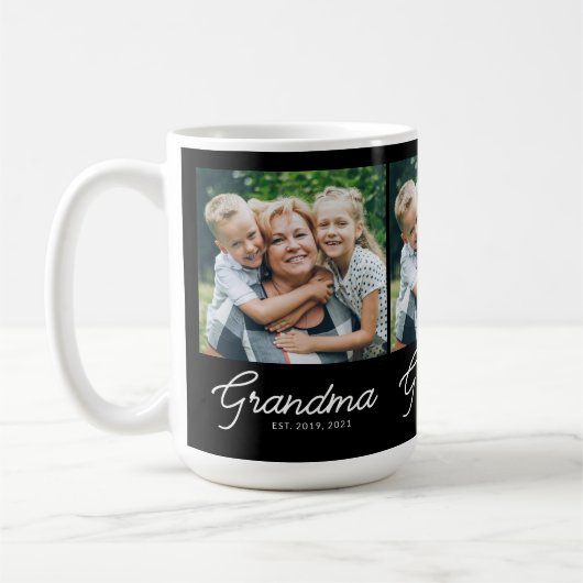 Grandma Established Script Black Photo Kaffeetasse (Links)