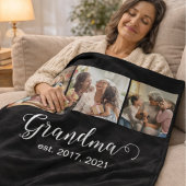 Grandma Established Script Gift 3 Photo Fleecedecke