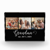 Grandma Established Script Gift 3 Photo Fotoblock (Vorderseite)