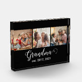 Grandma Established Script Gift 3 Photo Fotoblock (Links)