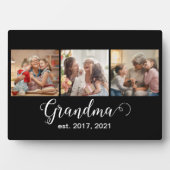 Grandma Established Script Gift 3 Photo Fotoplatte (Vorderseite)