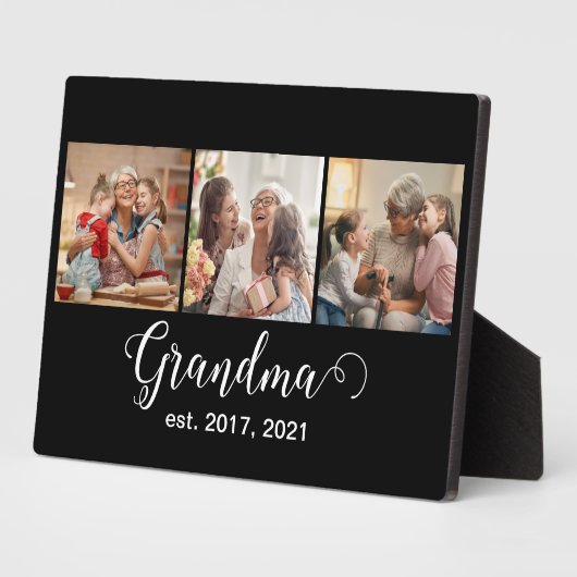 Grandma Established Script Gift 3 Photo Fotoplatte (Seite)