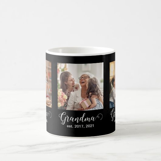 Grandma Established Script Gift 3 Photo Kaffeetasse (Mittel)