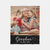 Grandma Established Script Gift Photo Fleecedecke (Vorderseite)