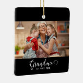 Grandma Established Script Gift Photo Keramikornament (Rechts)