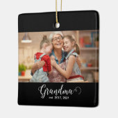 Grandma Established Script Gift Photo Keramikornament (Links)