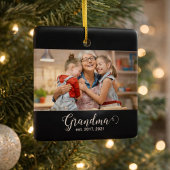 Grandma Established Script Gift Photo Keramikornament