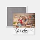 Grandma Established Script Gift Photo Magnet (Vorderseite/Rückseite)