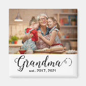 Grandma Established Script Gift Photo Magnet (Vorne)