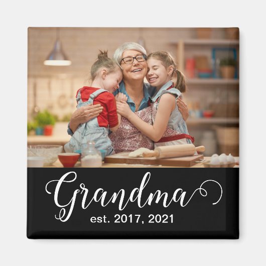 Grandma Established Script Gift Photo Magnet (Vorne)
