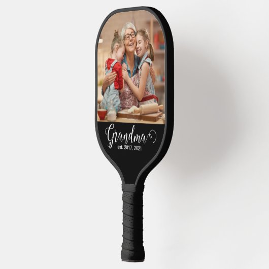 Grandma Established Script Gift Photo Pickleball Schläger (Links)