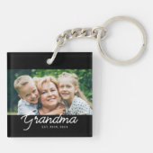 Grandma Established Script Photo Gift Schlüsselanhänger (Rückseite)