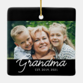 Grandma Established Script Photo Keramikornament (Rückseite)