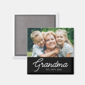 Grandma Established Script Photo Magnet (Vorderseite/Rückseite)