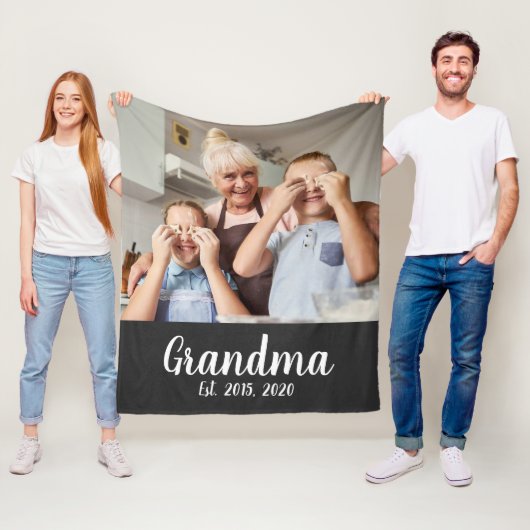 Grandma Established White Script Photo Fleecedecke (Beispiel)