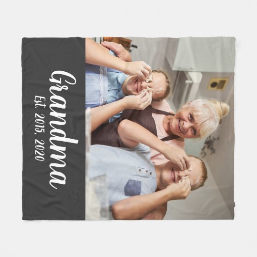 Grandma Established White Script Photo Fleecedecke (Vorderseite (Horizontal))
