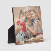 Grandma Established Year Modern Black Script Photo Fotoplatte (Vorderseite)