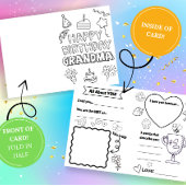 Grandma Fill In The Blank Birthday Coloring Card Karte