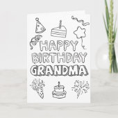 Grandma Fill In The Blank Birthday Coloring Card Karte (Vorderseite)