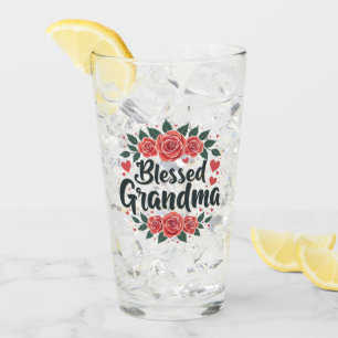 Grandma Floral Vintage Rose Typografie Glas