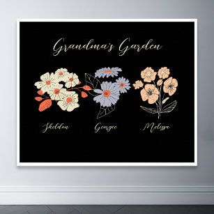 Grandma Flower Garden Individuelle Name Vintag Poster