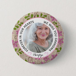 Grandma Forever in Our Hearts Floral Christmas Button