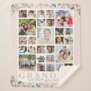 GRANDMA Foto Collage Bloral Blush Pink Sherpadecke