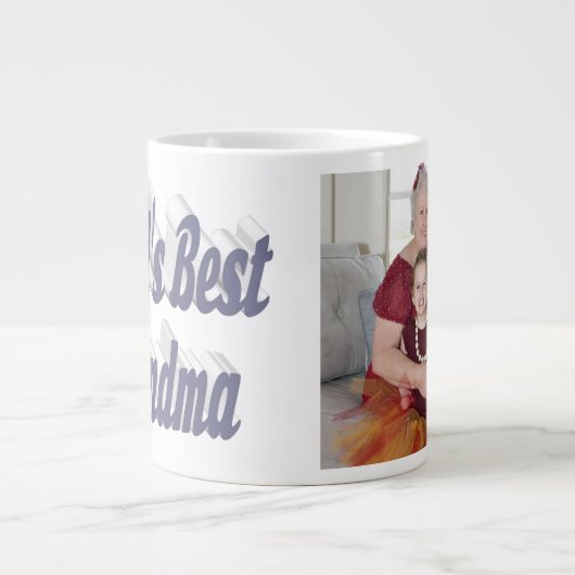 Grandma-Foto-Grautypografie Jumbo-Tasse (Vorderseite)