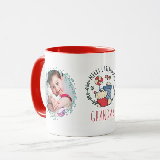 GRANDMA FOTO TASSE - Weihnachtsgeschenke Grandkids (Vorderseite Links)