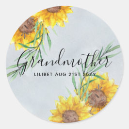 GRANDMA Geschenke - Sonnenblume Gefühlt Personalis Runder Aufkleber