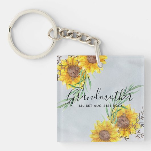 GRANDMA Geschenke - Sonnenblume Gefühlt Personalis Schlüsselanhänger (Vorderseite)