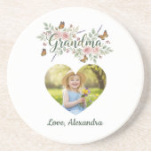 Grandma Gift Coaster - Floral Photo Getränkeuntersetzer (Vorne)