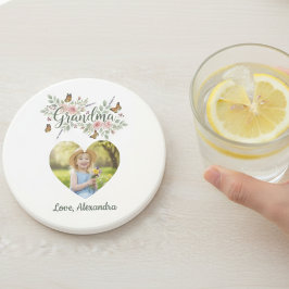 Grandma Gift Coaster - Floral Photo Getränkeuntersetzer