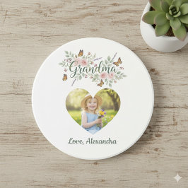 Grandma Gift Coaster - Floral Photo Getränkeuntersetzer
