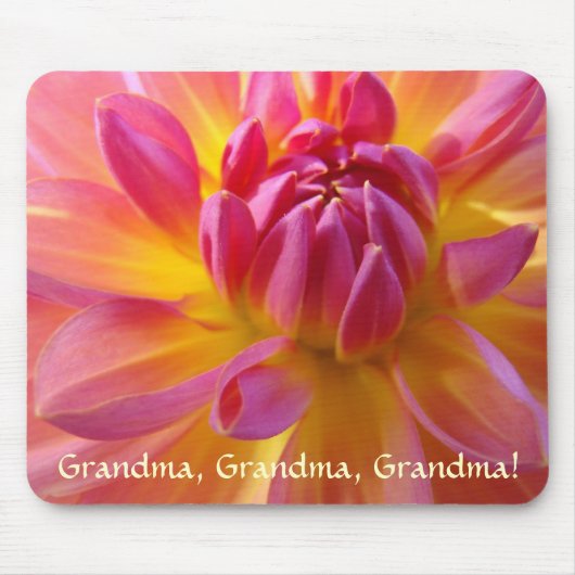 GRANDMA GIFT Mousepad Pink Dahlia Blume Gelb (Vorne)